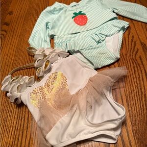 Adorable Baby Swimsuit Set with Strawberry and Ruffles